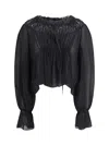 Chloé Women Silk Georgette And Lace Top In Black
