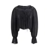 Chloé Women Silk Georgette And Lace Top In Black