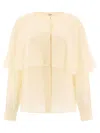 Chloé Long-sleeved Cape Blouse In Silk Georgette