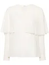 Chloé Cape-design Silk Shirt In Beige
