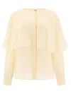 Chloé Silk Georgette Blouse In Neutral