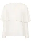 Chloé Cape-design Silk Shirt In Nude & Neutrals