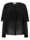 Chloé Blouse Cape En Georgette De Soie Femme Noir Taille 40 100% Soie, Pinctada Maxima, Farmed, Coo Austra