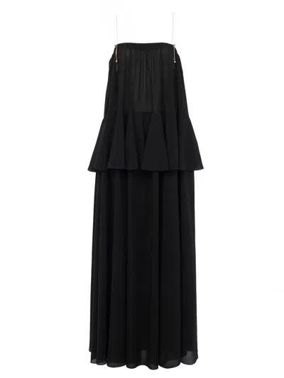 Chloé Silk Georgette Long Dress In Black