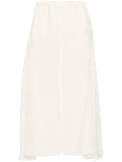 CHLOÉ SILK GEORGETTE LONG SKIRT,CH24APA25002 114 PRISTINE WHITE