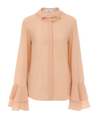 Chloé Silk Georgette Smooth Shirt In Brown