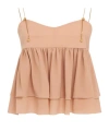 Chloé Tiered Ruffle Organic Silk Georgette Babydoll Top In Pink