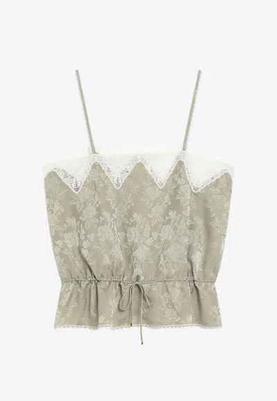 Chloé Silk Jacquard Lace Top In Green