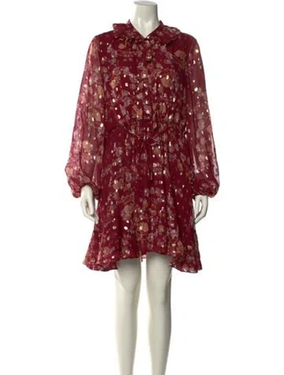 Pre-owned Chloé Silk Knee-length Dress In Burgundy