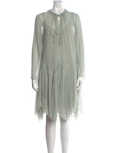 Pre-owned Chloé Silk Knee-length Dress In Green