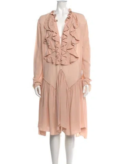 Pre-owned Chloé Silk Knee-length Dress In Pink