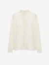 Chloé Fluid Silk Georgette And Lace Blouse In Neutral