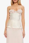 Chloé Women Ivory Washed Silk Satin And Lace Camisole Top In White