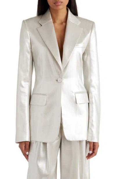 Chloé Metallic Silk Blazer In Silver