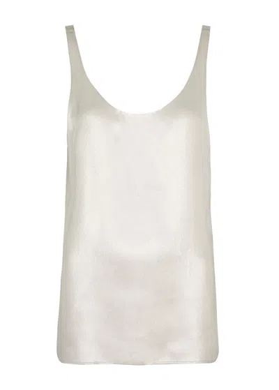 Chloé Chloe Silk-lamé Tank In Silver