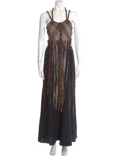 Pre-owned Chloé Silk Long Dress In Black