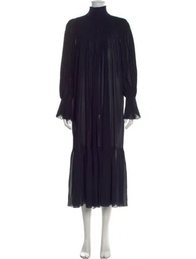Pre-owned Chloé Silk Long Dress In Blue