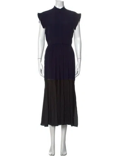 Pre-owned Chloé Silk Long Dress In Blue
