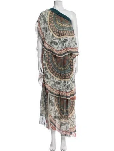 Pre-owned Chloé Silk Long Dress In Green