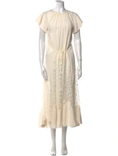 Pre-owned Chloé Silk Long Dress In Neutral