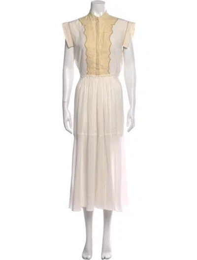 Pre-owned Chloé Silk Long Dress In Neutral