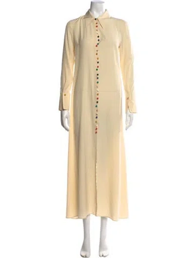 Pre-owned Chloé Silk Long Dress In Neutral