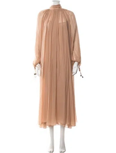 Pre-owned Chloé Silk Long Dress In Neutral