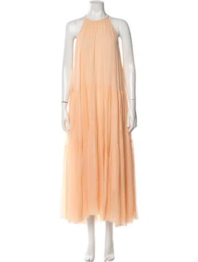 Pre-owned Chloé Silk Long Dress In Orange