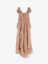 Chloé Silk Ruffled Dress In Brown