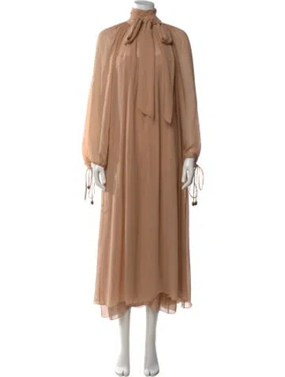 Pre-owned Chloé Silk Long Dress In Pink