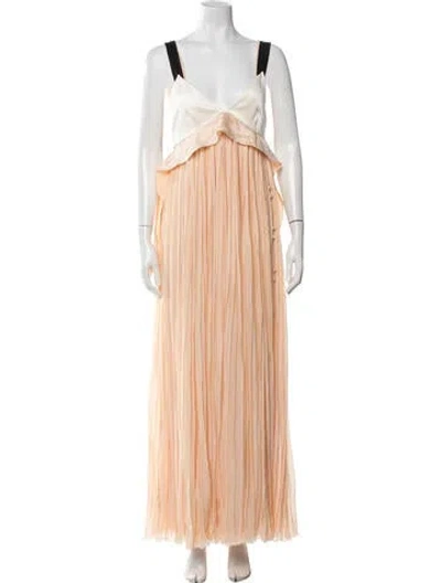 Pre-owned Chloé Silk Long Dress In Pink