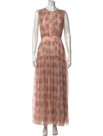 Pre-owned Chloé Silk Long Dress In Pink