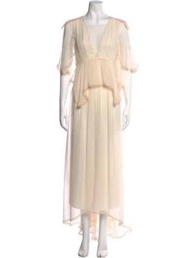 Pre-owned Chloé Silk Long Dress W/ Tags In Neutral