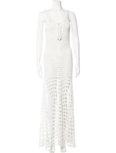 Pre-owned Chloé Silk Long Dress In White