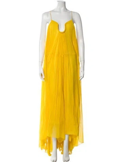 Pre-owned Chloé Silk Long Dress In Yellow