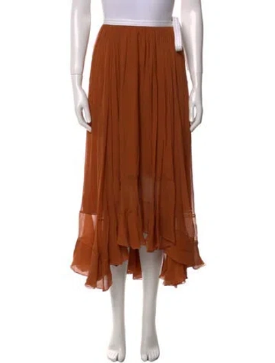Pre-owned Chloé Silk Long Skirt In Brown