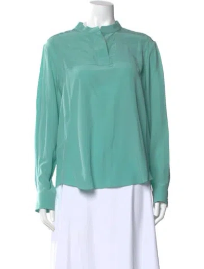 Pre-owned Chloé Silk Long Sleeve Blouse In Blue