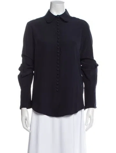 Pre-owned Chloé Silk Long Sleeve Blouse In Blue