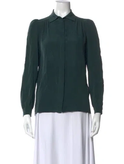 Pre-owned Chloé Silk Long Sleeve Blouse In Green