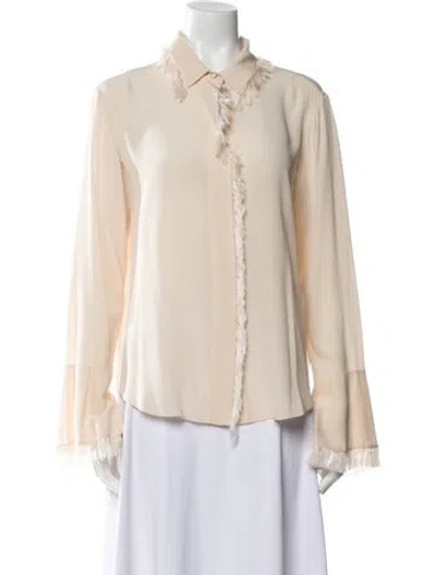 Pre-owned Chloé Silk Long Sleeve Blouse In Neutral