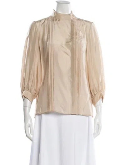 Pre-owned Chloé Silk Long Sleeve Blouse In Neutral