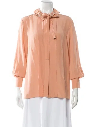 Pre-owned Chloé Silk Long Sleeve Blouse In Neutral