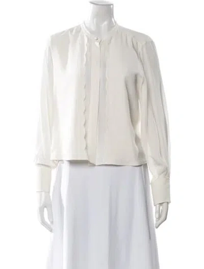 Pre-owned Chloé Silk Long Sleeve Blouse In Neutral