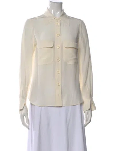 Pre-owned Chloé Silk Long Sleeve Blouse In Neutral