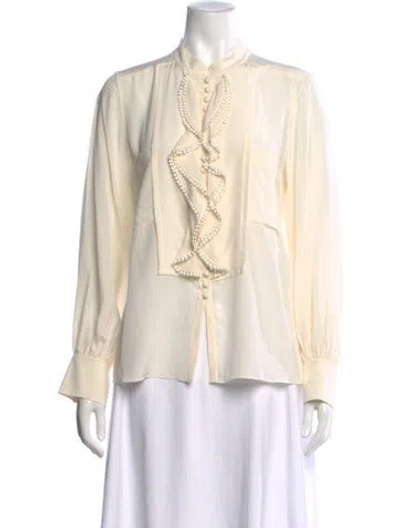 Pre-owned Chloé Silk Long Sleeve Blouse In Neutral