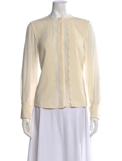 Pre-owned Chloé Silk Long Sleeve Blouse In Neutral