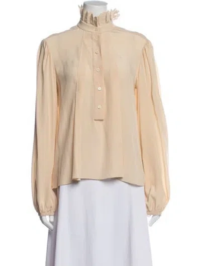 Pre-owned Chloé Silk Long Sleeve Blouse In Neutral