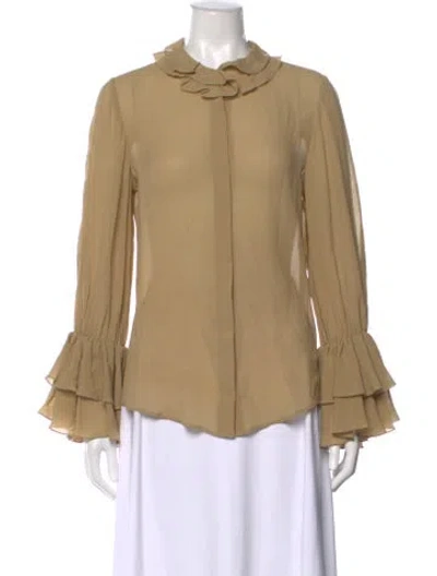 Pre-owned Chloé Silk Long Sleeve Blouse In Neutrals
