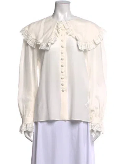 Pre-owned Chloé Silk Long Sleeve Blouse In Neutrals
