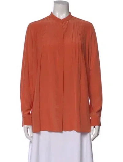 Pre-owned Chloé Silk Long Sleeve Blouse In Orange